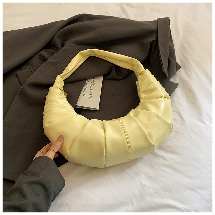 

2025 Spring Fashion Casual Premium Texture Niche Design Folded Dumpling Handbag Temperament Shoulder Underarm Bag жёлтый
