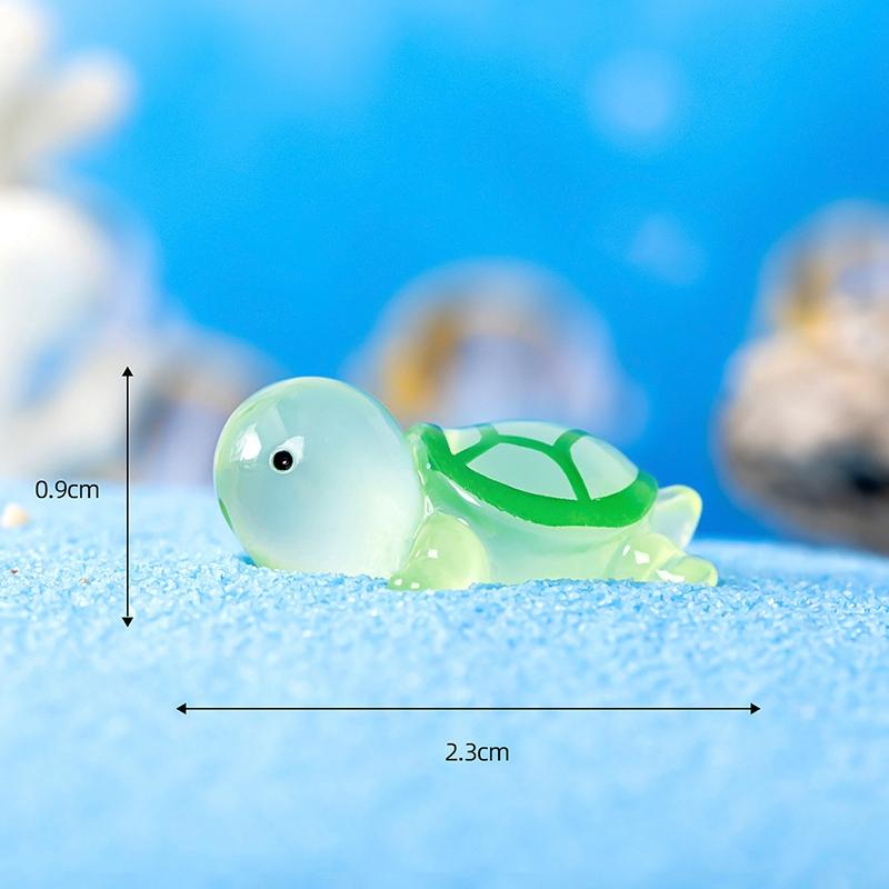 10Pcs Mini Turtle Miniature Figurine Resin Luminous Cute Turtle Ornaments Home Office Micro Landscape Creative Gift For Kid