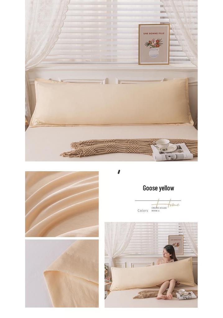 Washable Cotton Long Pillowcase 48x150cm - Single Piece Cover for Double Pillow Core