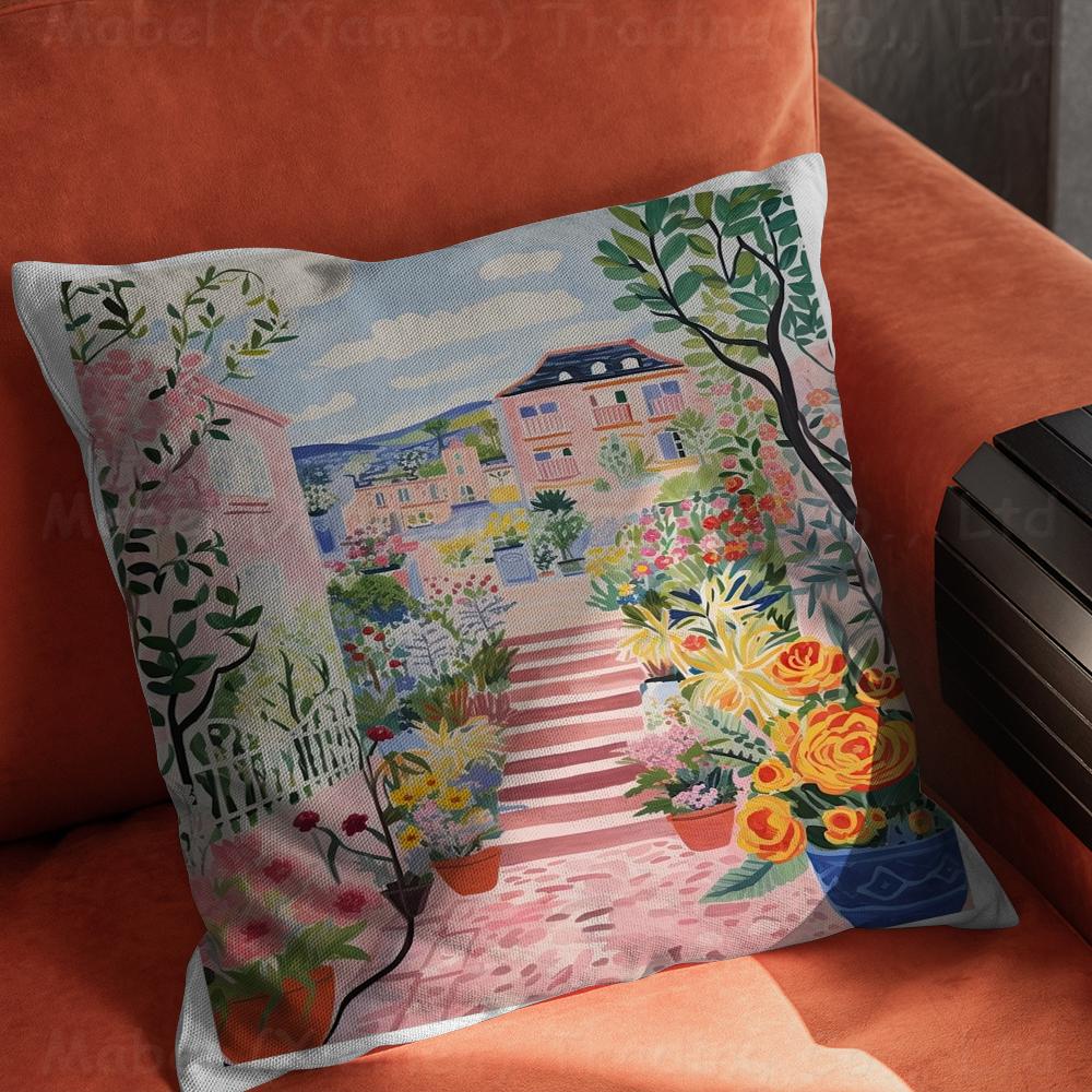 Květinová zahrada Barevný umělecký tisk Polštář Dárky Domácí kancelářské vybavení Ložnice Pohovka Potah na polštář do auta pouzdro 45x45cm