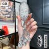 Fashion White Diamond For Hyundai Kona Ev Grandeur Gn7  5 7 Button Remote Car Key Case Cover Fob Holder Keychain Accessories