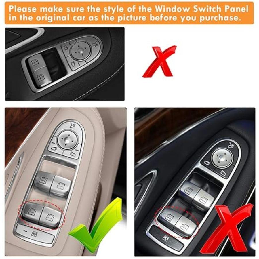 Window Switch Button Covers for C E GLC Class, Front Right Window Front Left