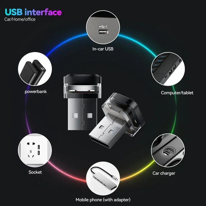 Mini USB Car LED Light Auto LED Interior Lighting DC 5V Smart USB LED Atmosphere Light Laptop Keyboard Light Decoration Night