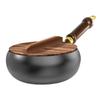 Traditional Cast Iron Wok With Wooden Handle Deep Belly Pot For Stir-Fry Stew Artisan Crafted Cookware Wooden Lid