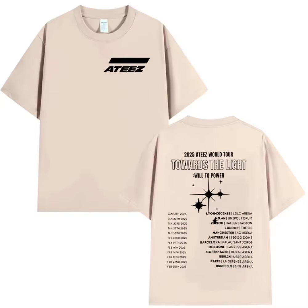 Korean Ateez Towards The Light Will To Power World Tour New T Shirt Men Women Hip Hop Kpop Short Sleeve Top summer Streetwear