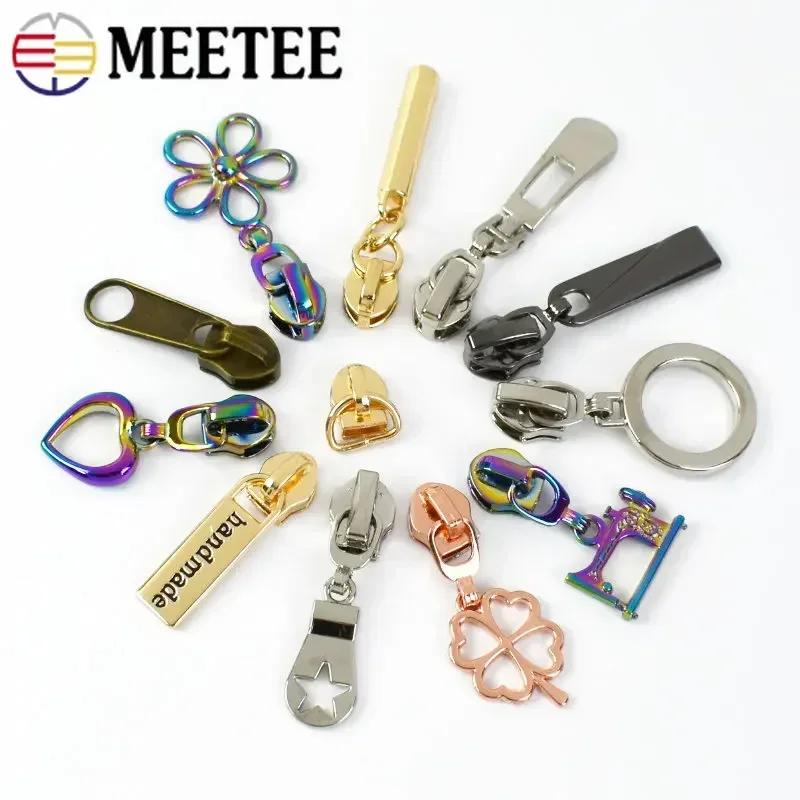 Meetee 5/10/20Pcs 5# Zipper Puller for Nylon Zippers Plastic Coil Zips Slider Heads Repair Kits DIY Garment Sewing Accessories