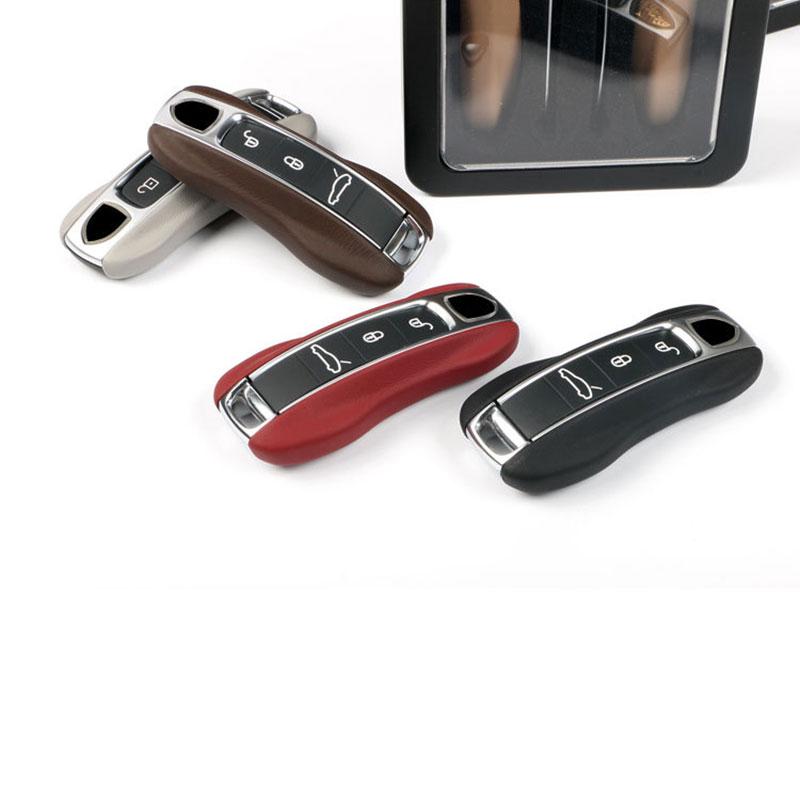 Leather Fob Remote Keys Case Key Cover Replace For Porsche 911 Macan Boxster Cayenne Panamera Taycan Cayman 971 9Ya Key Shell