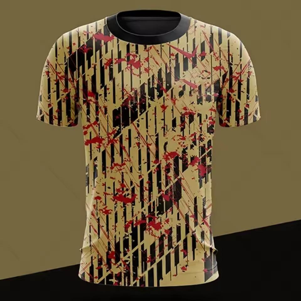 Men's T-Shirts Crew Neck Short Sleeve Colourful Print Tennis Series Sportswear T-Shirt Gym Tops Short Sleeved O-Neck Tshirts