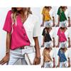 2024 Summer Women's V-neck Casual Color Block Button Cardigan Shirt