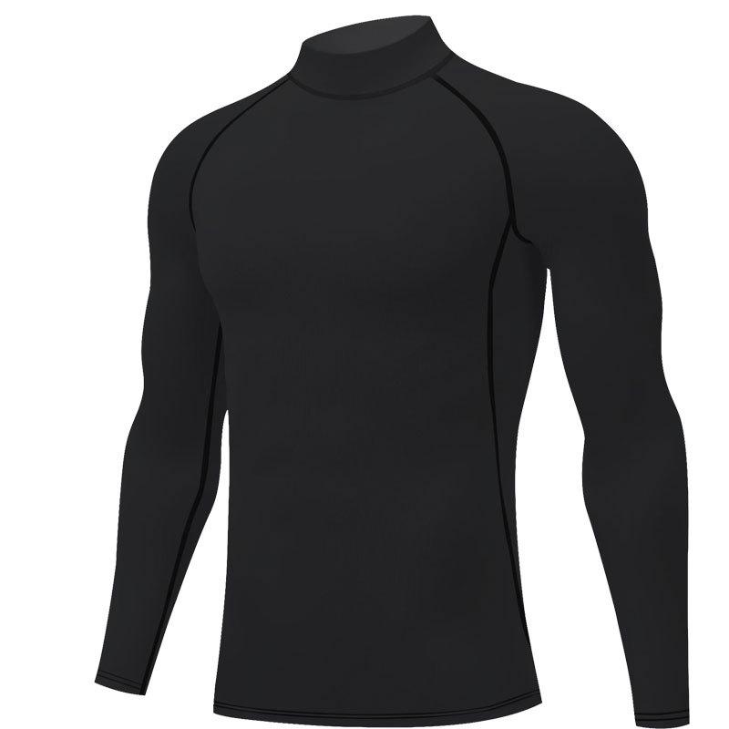 Tricou Sport Super Elastic cu Gât Înalt pentru Bărbați - Uscare Rapidă, Absorbție a Transpirației, pentru Alergare și Fitness Toamnă/Iarnă.