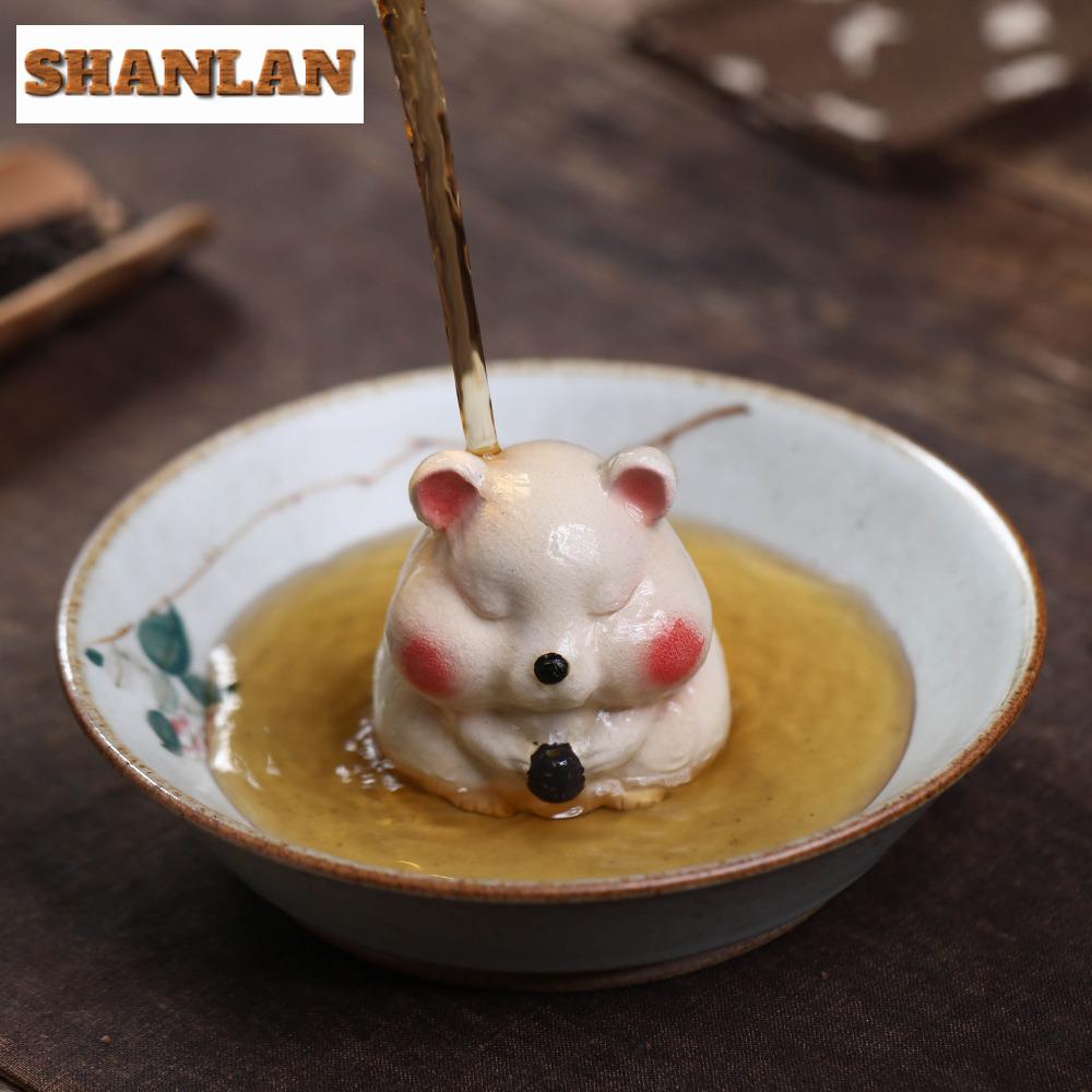 Yixing Zisha Little Fat Mouse Incense Stick Tea Pet Retro Flowerpot Landscaping Tea Figurine Play Toys Tea Statue Ornaments Gift