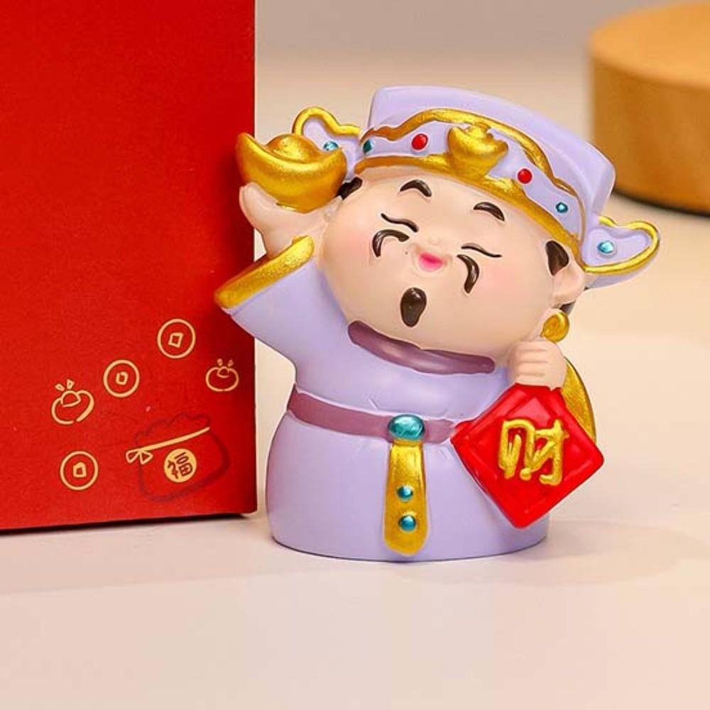 Resin Chinese Wealth God Ornament Guanyin New Year Mascot Doll  New Year Gift