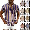 Sommer neue Revers-Print-Hemd Herren Freizeit locker gestreiftes Kurzarmhemd