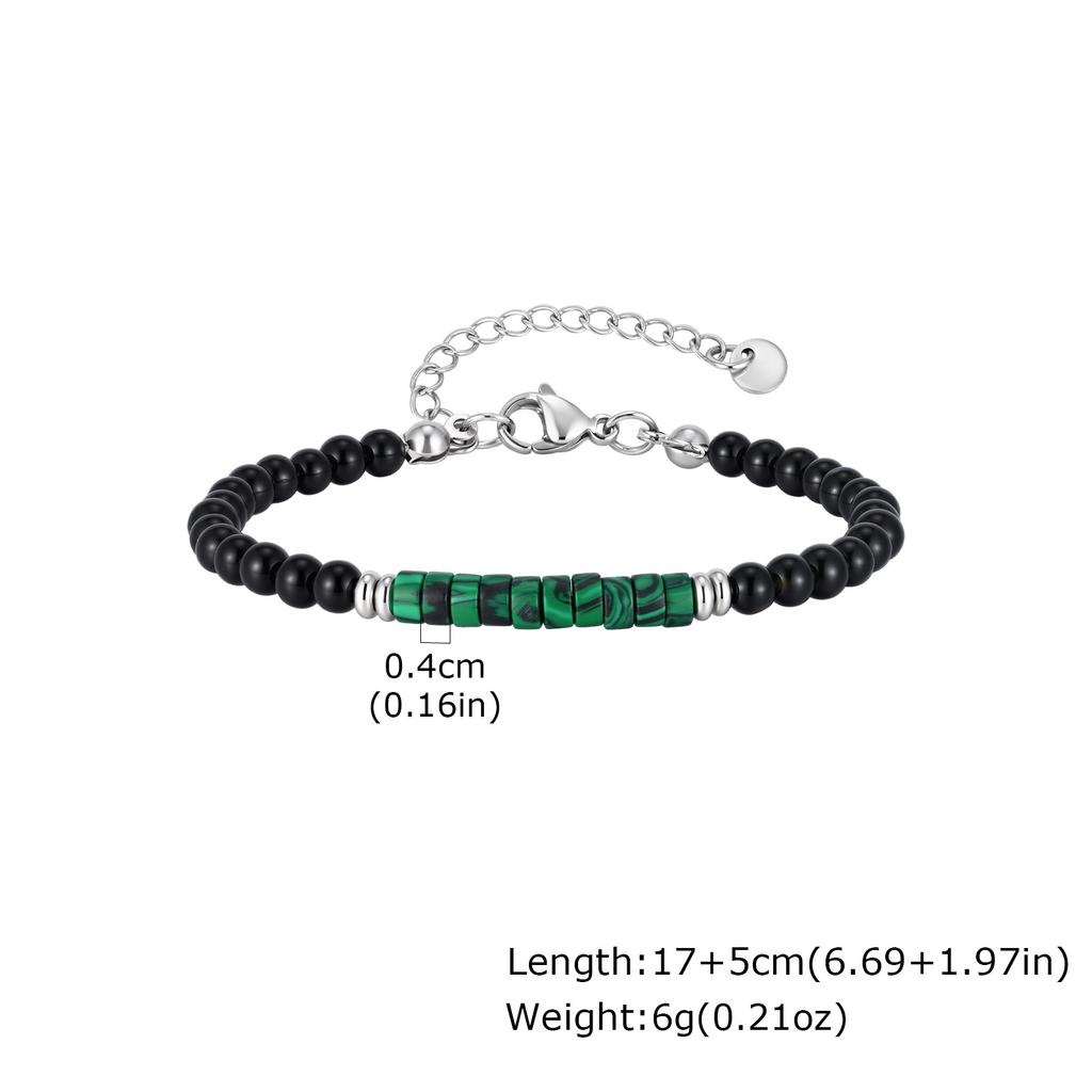 Minimalist 4mm Beaded Bracelet for Men Boys,Black Onyx Small Natural Stone Bracelet,Summer Bohemian Jewelry Gift