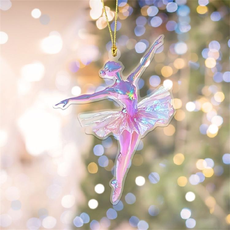 Set Of 5 Ballet Dancer 2D Ornament Acrylic Pendants Christmas Tree Decoration Handmade Jewelry for Dance Enthusiasts