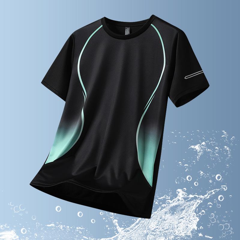 

Ice Silk Short Sleeved T-shirt for Men s Running Ice Silk Quick Drying Clothes Thin Sports Top Round Neck XL