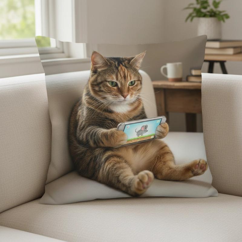 Niedlicher Kissenbezug mit Tierdruck: 2D-Flachdruck, keine echte Stickerei, Nachtsofa Nachtsofa-Kissen