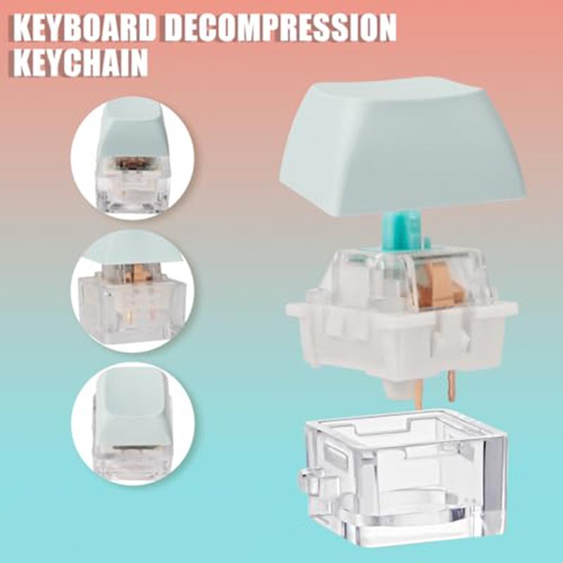 Keyboard Fidget Toy Macarone Keychain Keyboard Decompression Toys Finger Clicker Button Stress Relief Toys Gifts for Adult Kids