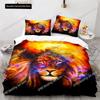 Lion Duvet Cover Set 3D Print Wild Animals Colourful King Queen Size For Kids Teens Adults Bedding Set Polyester Comforter Cover