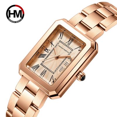 Orologio da Donna di Marca con Movimento Giapponese Quadrato Vintage Numeri Romani Orologio al Quarzo Cinturino in Acciaio Chiusura a Farfalla