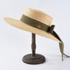 Neue Modebreiter Hut Sommer Strand Weizenstroh Damen Boater Hut mit Band Schleife für Urlaub Derby Audrey Hepburn