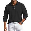 Men's Long Sleeve Turn Down Collar Polos Business Casual Solid Color Pull On Polo Shirts Men Classic Style Tees Tops