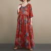 DIMANAF New 2026 Summer Women Plus Size Vintage Lady Long Dress Beach Loose Oversize Maxi Floral Print Cotton