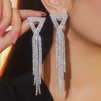 Geometric Triangular Tassel Earrings