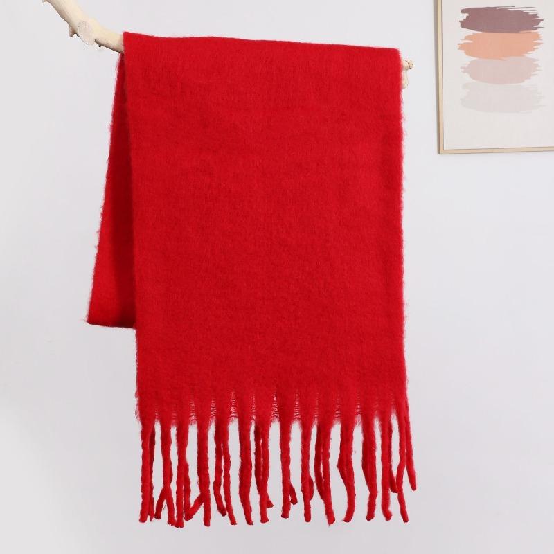 Crain blauer Schal Damen Winter vielseitig verdickt einfarbig Schal Mohair Premium warmer Schal