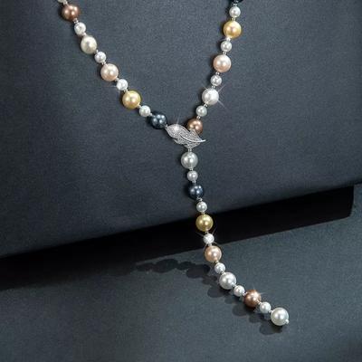 Elegante Klassische Damen Mädchen Mode Perle Lange Halskette Mode Exquisite Damen Party Kristall Pulloverketten Halsketten Schmuck