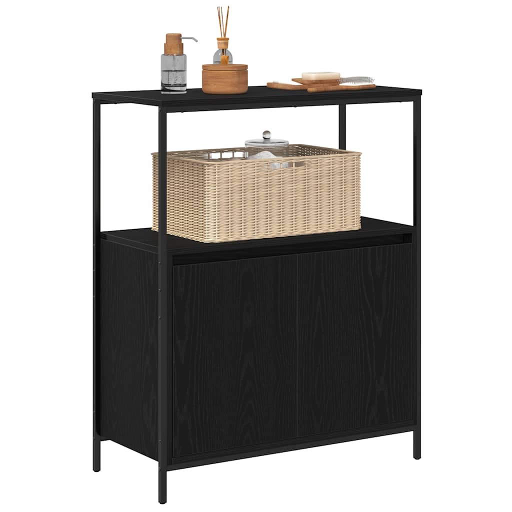 Bathroom Cabinet with Shelves Black Oak Effect 76.5 x 35 x 95 cm