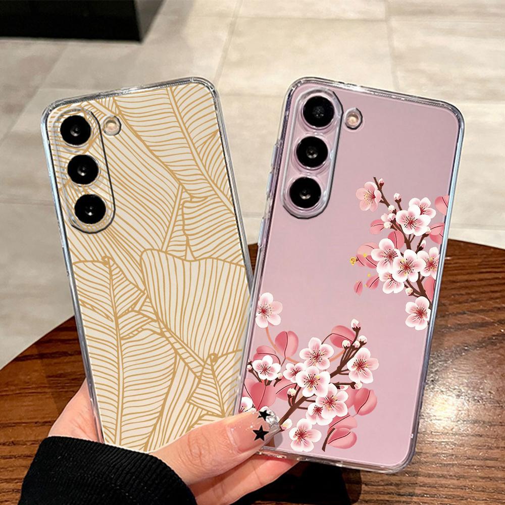 Colorful Watercolor Floral Transparent Phone Case For Samsung Galaxy A55 A54 A13 A14 A32 Clear Soft TPU Shockproof Flower Cover