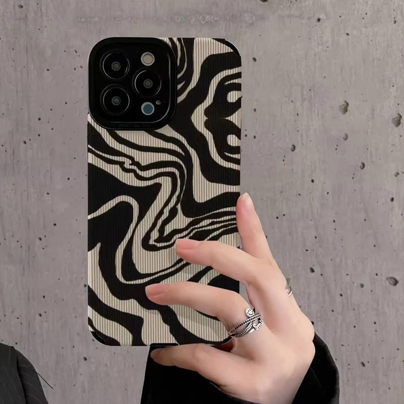 NEW Zebra Stripe Wrinkle Phone Case For iPhone 13 12 11 14 15 16 17 Pro Max Mini 16 Plus 17 Air Silicone Shockproof Full Cover