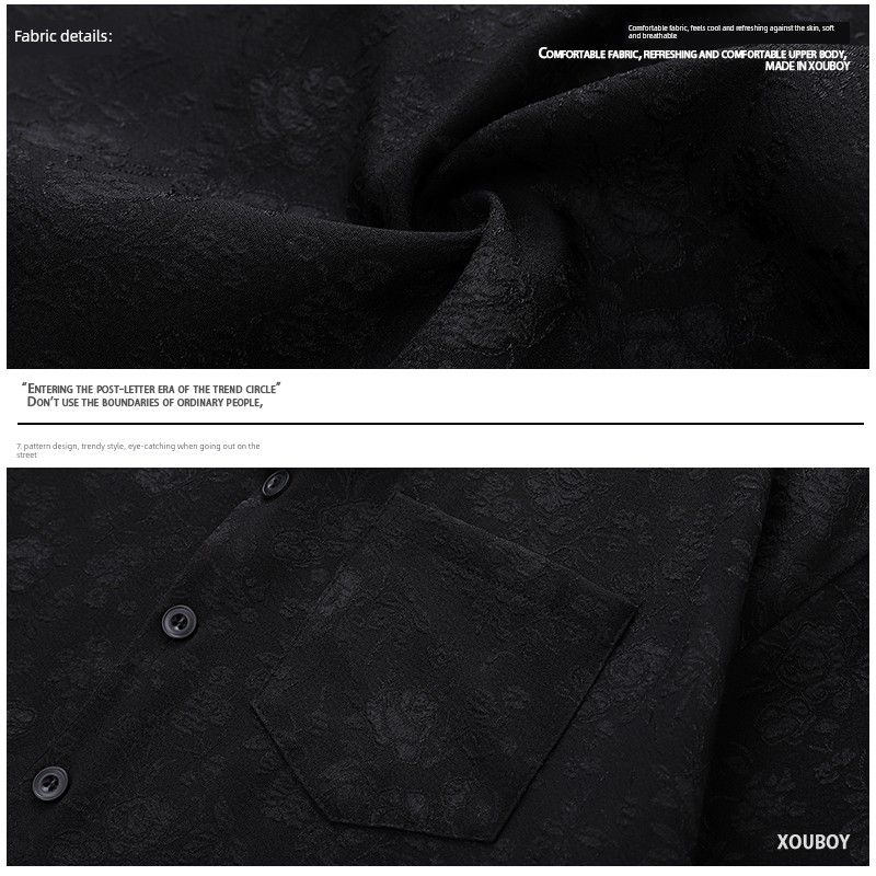 51 Hip Hop American Stylish Pattern Short Sleeve Shirt Boys Fashion Brand Vintage Niche Style Couple Tencel Shirt