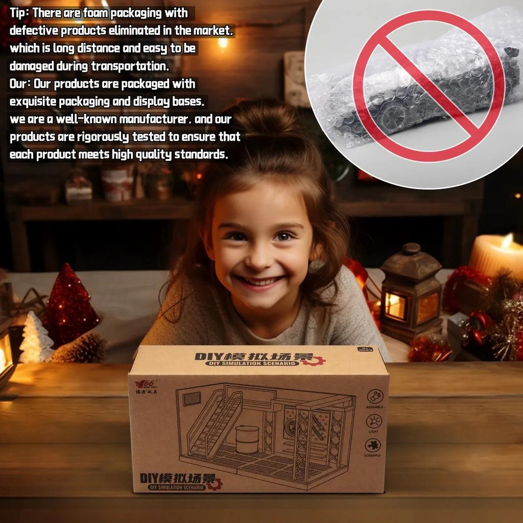 1/24 Parking Lot Display Decoration Simulation Models Exquisite Alloy Assembly Repair Shop Diecast Garage Featuring Light Playthings Present