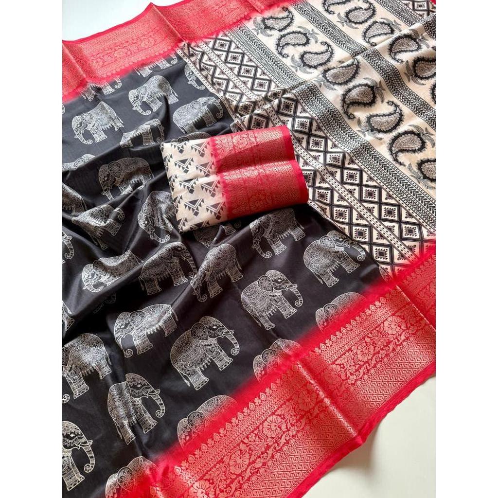 Pure Soft Litchi Silk Original 50600 Soft and Smooth 5 × 5 Jaqurad Weveing Rich Border Both Sides Same All Over Fabric