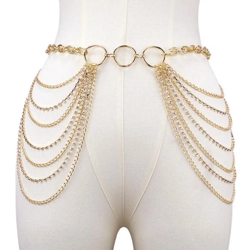 

Waist Chain Jewelry Adjustable Harness Belly Chain Multi Layer Tassel Belly Chain Sexy Waist Corset Belt Clothing for Women золотистый