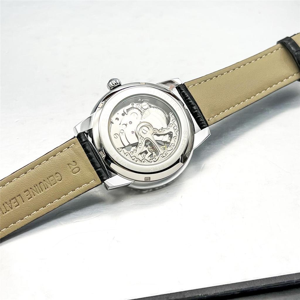 Men's High-End Retro Automatic Mechanical Watch with Luminous Display, Waterproof Design, and Genuine Leather Strap