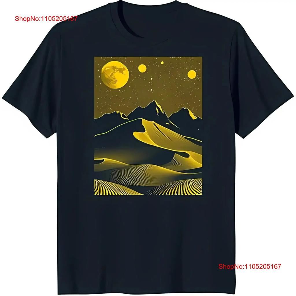 Black T Shirt With Stunning Yellow Desert Landscape Under Starry Sky Vintage Soft Breathable Comfortable Fashion