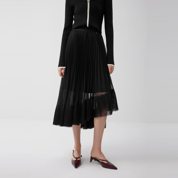 ELLE French Elegant Design Mesh Fashion A-Line Skirt With Draping Women skirts ER52983