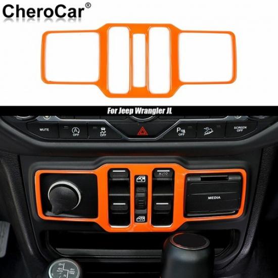 Window Control Switch Button Cover Trim Orange For 2018-22 Jeep Wrangler JL JT