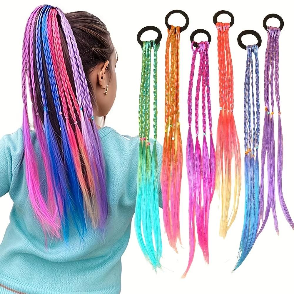5/6Pcs Multi-Color Twist Braid Hair Ties Colorful Kids Wig Ponytail Headbands Sweet Wig Braid  Daily
