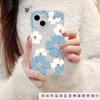 Blue and white big flower iPhone17promax mobile phone case Apple 16 transparent 15/14 transparent anti-drop 11 airbag