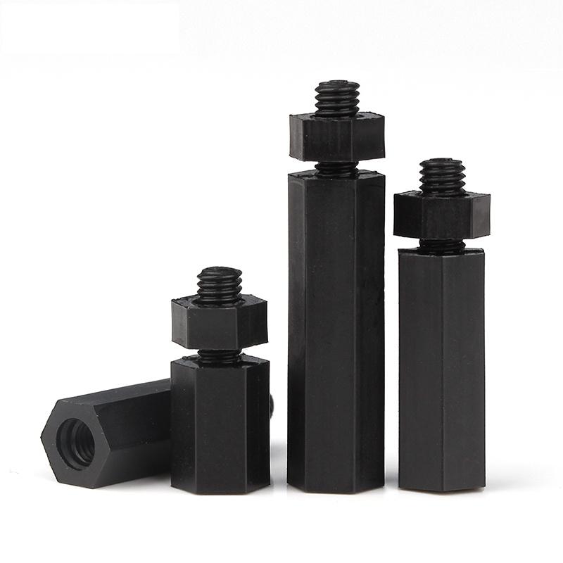 M2 M2.5 M3 M4 M5 M6*L+6/7/8mm Black Nylon Standoff Spacer Male To Female Plastic Insulated Adiabatic Spacer Nuts Combination Set