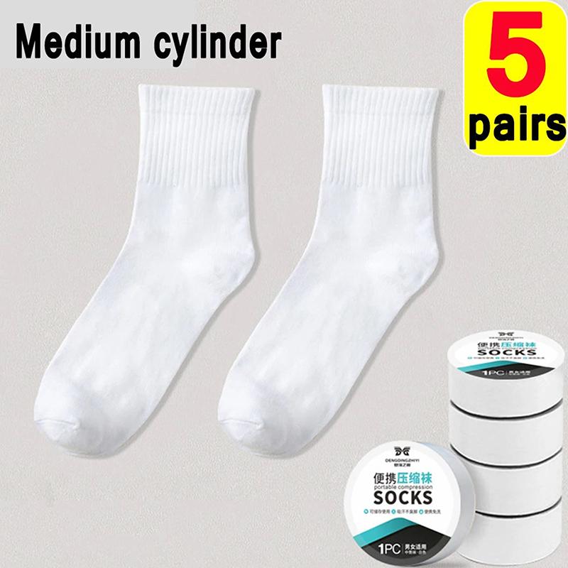

5 пар одноразовых дорожных носков для мужчин и женщин, моющиеся компрессионные носки, портативные компрессионные, высокоэластичные хлопковые носки