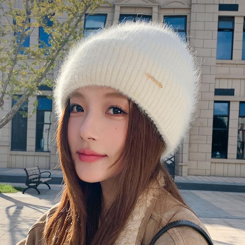 

Hat Autumn and Winter Women s New Ear Hat Knitted Warm Wool Hat Windproof & Warm, Elasticity for Skiing, Hiking one size