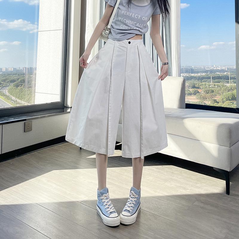 Women's High-Waisted Wide-Leg Cropped Pants - Slimming, Versatile, and Lightweight for Spring and Summer