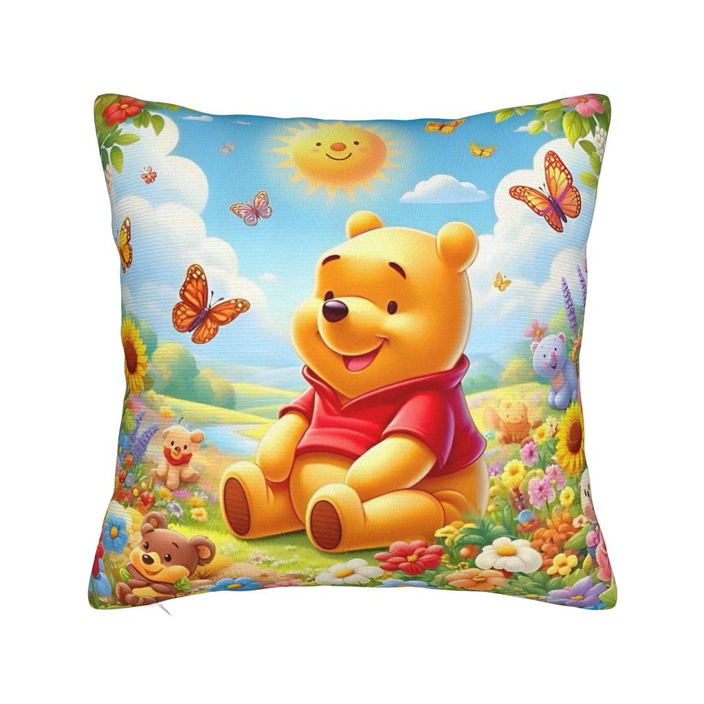 Federa per Cuscino Quadrata Cartone Animato Winnie the Pooh Poliestere Decorativa Maialino Tigro Ih-Oh, Federa 45*45cm