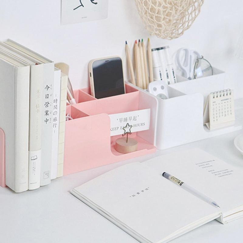 Multi-functional Storage Box Retractable Desktop Stationery Book Pen Holder Stand Cosmetics Makeup Tools Organizer