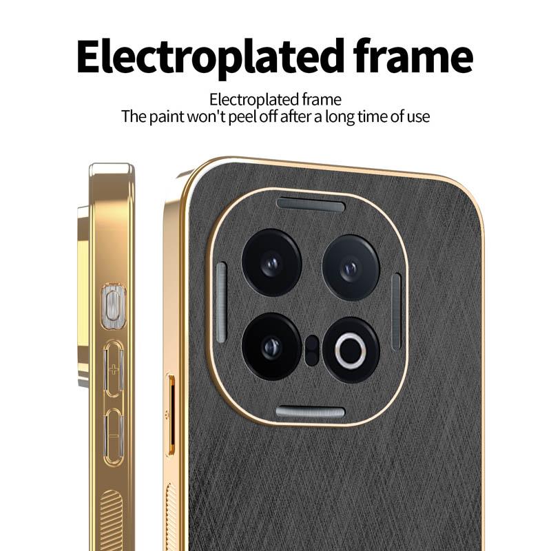 Stripe Thread Texture Leather Back Plating Case For VIVO iQOO 13 12 Pro Anti Fingerprint Anti-Slide Camera Protector Shell